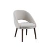 Rounded silhouette dining chair with open back and smooth upholstery