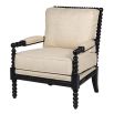 Bobble textured black frame chair with linen seat and back cushion