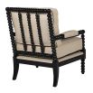 Bobble textured black frame chair with linen seat and back cushion