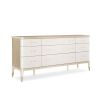 Chic and striking dresser with nine drawers and champagne accents