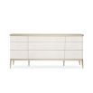 Chic and striking dresser with nine drawers and champagne accents