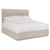 Super king size bed with curved headboard in pearlescent finish