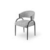 Sophisticated dining chair with black frame and marled grey seat upholstery