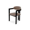 Angular yet elegant dining chair with striking lines and slim seating pads