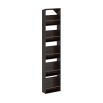 tall magazine rack in dark finish with bass accents