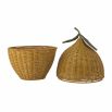 Lemon shaped wicker basket with  leaf details