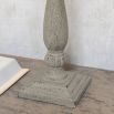 Traditional, slim, grey side lamp with cream linen shade