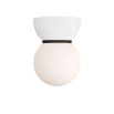 Spherical ceiling light with alabaster finish and black band detail