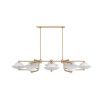 Upside saucer shaped lights on brass fixture