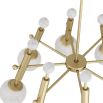 Umbrella-shaped brass chandelier with opal-swirl glass shades