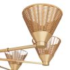 Brass ceiling light with rattan upside cone style shades