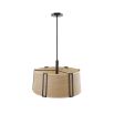 Rattan shade ceiling light with bronze accents