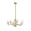 Brass ceiling light with six textured glass shades