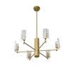 Brass ceiling light with six textured glass shades