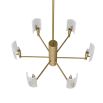 Brass ceiling light with six textured glass shades