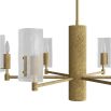 Brass ceiling light with six textured glass shades