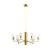 Brass ceiling light with six textured glass shades