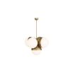 5 orb cluster chandelier with ribbed brass details and spherical shades