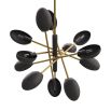 Dazzling black-burst style chandelier on brass frame