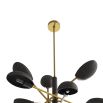 Dazzling black-burst style chandelier on brass frame