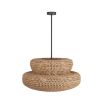 Large rattan light with curvaceous two tier silhouette