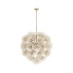 Chandelier with ivory coconut shells hand-formed into delicate dandelion shapes