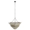 White rattan chandelier with upside cone shape