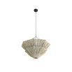 White rattan chandelier with upside cone shape