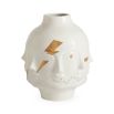 A glamorous glossy porcelain vase by Jonathan Adler with gorgeous gold symbols