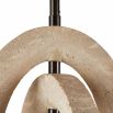 Pendant light featuring two cylindrical discs intertwined in travertine finish