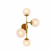 Wall sconce with four glass globes feature lights fitting in a gold frame