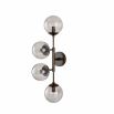 Wall sconce with four glass smoked globes feature lights fitting in a black frame