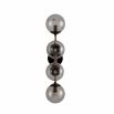 Wall sconce with four glass smoked globes feature lights fitting in a black frame