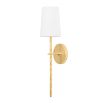 Wall sconce with delicate gold fitting and white shade