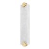 Rectangular, marble wall sconce with gold accents