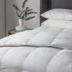 Sumptuous duvet filled with 80/20 White Goose Feather and Down and boasts a soft 210 thread count 100% cotton percale piped case