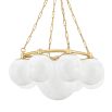 Chandelier with multiple globed shaped bulbs, resembling a cloud