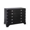 Set of seven drawers in smooth black with silver metal finishings