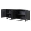 Black wooden sideboard with starburst design and metal frame