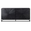 Black wooden sideboard with starburst design and metal frame