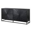 Black wooden sideboard with starburst design and metal frame