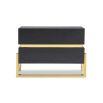 Brass legged bedside unit with brass accent in the middle and dark wood finish