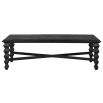 Black wooden coffee table with geometric legs