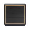 Sophisticated wooden brown chest of drawers with brass frame