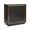 Sophisticated wooden brown chest of drawers with brass frame