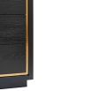 Sophisticated wooden brown chest of drawers with brass frame