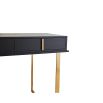 Dark wooden console table with brass handles and frame