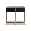 A sophisticated bedside table by Liang & Eimil with a black and brass finish