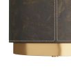 Storage accent table in moss leather with contrast stitching and brass base