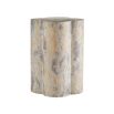 Marble finish side table in four leaf clover shape.